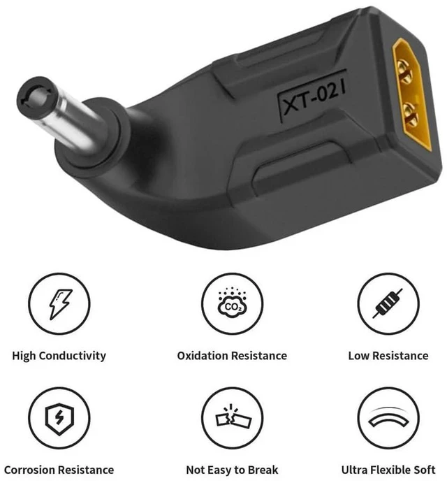 Alt view image 5 of 7 - xiwai XT60 Power Connector Male SC100 Protocol to DC 5.5x2.1mm Male Plug Fast Charging Angled Vertical Adapter for RC Lipo Battery Quadcopter Multicopter Aeromodelling