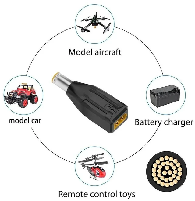 Alt view image 7 of 7 - xiwai XT60 Power Connector Male SC100 Protocol to DC 7.9x5.4mm Male Plug Fast Charging Adapter for RC Lipo Battery Quadcopter Multicopter Aeromodelling