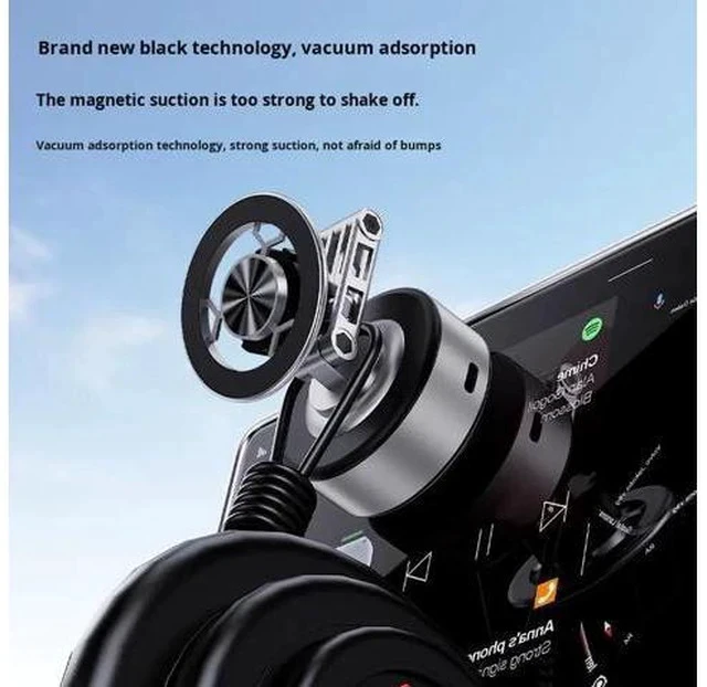 Alt view image 3 of 5 - X91 Central Control Screen Vacuum Adsorption for for Car Navigation Phone Holder Foldable Rotating Magnetic Black