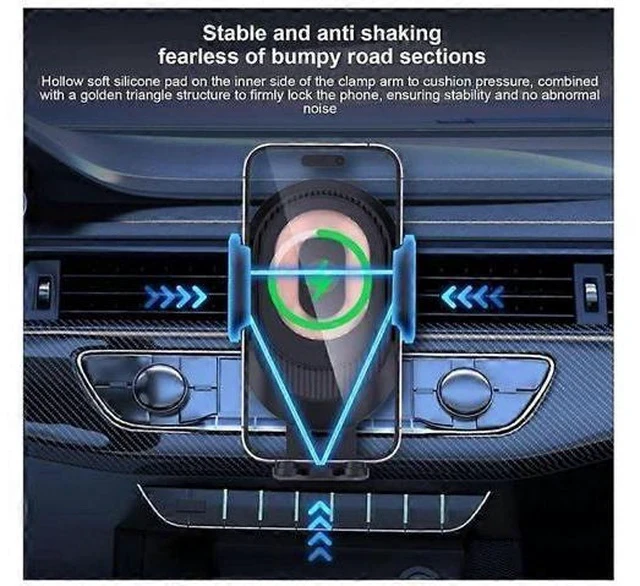 Alt view image 3 of 5 - Ecocleanpath 15W Wireless Car Charger Mount | 360° Auto-Clamping Air Vent Phone Holder, Fast Charging & Adjustable (Black)