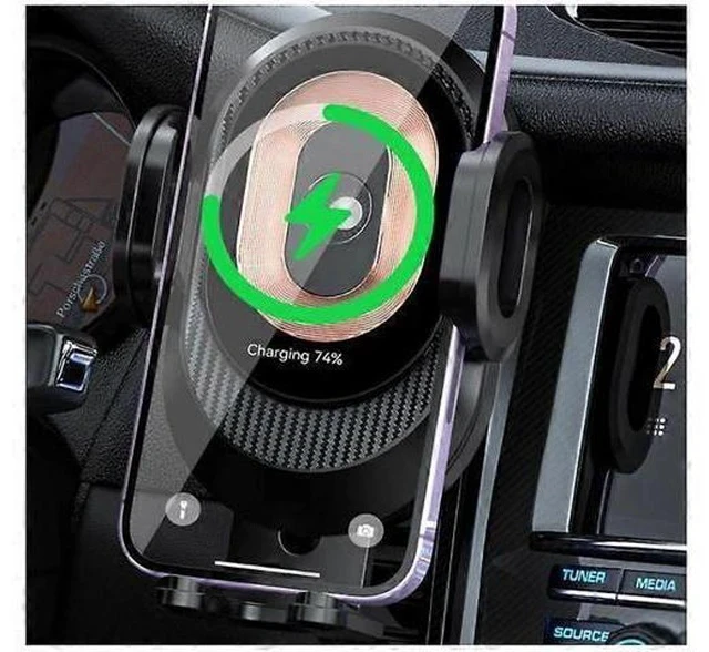 Alt view image 4 of 5 - Ecocleanpath 15W Wireless Car Charger Mount | 360° Auto-Clamping Air Vent Phone Holder, Fast Charging & Adjustable (Black)