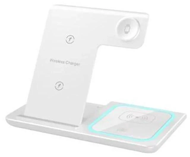 Main image of 3 in 1 Magnetic Wireless Charger Stand with Fast Charging 15W for iPhone Watch and Mobile Phone ABS Material White