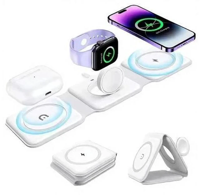 Alt view image 3 of 4 - Portable 3-in-1Wireless Charger Station Mobile Phone 15W Fast Charging Stand for iPhone 17 Pro Max