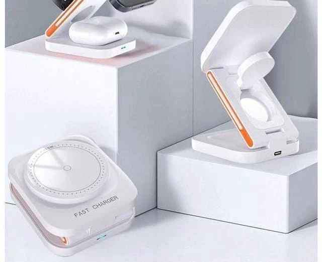 Main image of 3-in-1 Foldable Magnetic Wireless Charger Multifunction Phone Charging Stand with Holder White