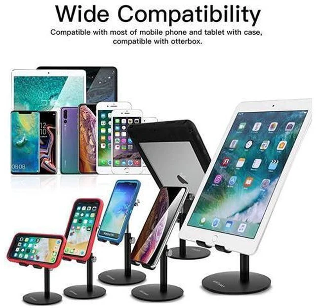 Alt view image 2 of 6 - Adjustable Tablet/Phone Stand, Telescopic Adjustable iPad Stand Holder,Universal Multi Angle Aluminum Stand Compatible with iPhone Smart Cell Phone/Tablet/iPad(4-13 inch), Black