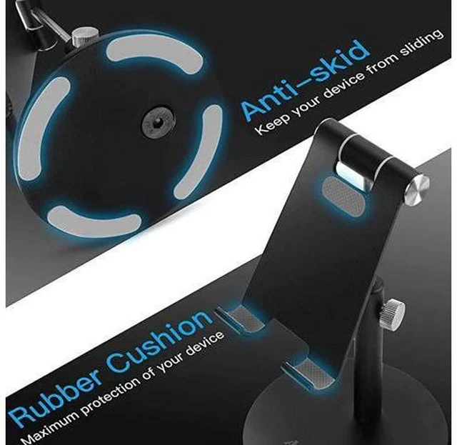 Alt view image 3 of 6 - Adjustable Tablet/Phone Stand, Telescopic Adjustable iPad Stand Holder,Universal Multi Angle Aluminum Stand Compatible with iPhone Smart Cell Phone/Tablet/iPad(4-13 inch), Black