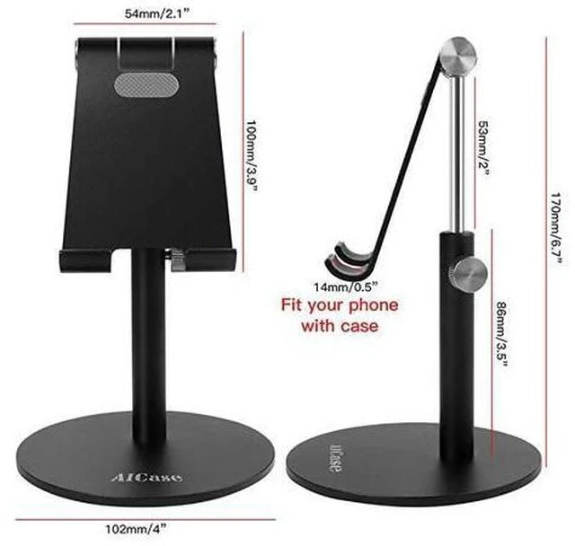 Alt view image 5 of 6 - Adjustable Tablet/Phone Stand, Telescopic Adjustable iPad Stand Holder,Universal Multi Angle Aluminum Stand Compatible with iPhone Smart Cell Phone/Tablet/iPad(4-13 inch), Black
