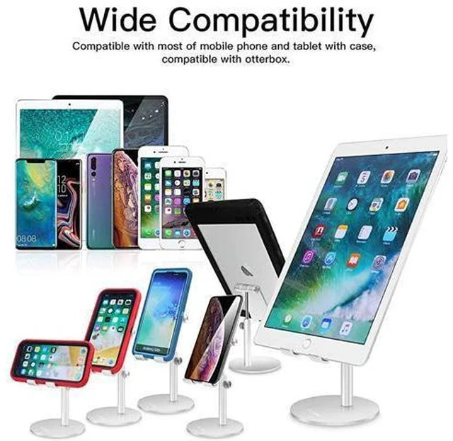 Alt view image 2 of 6 - Adjustable Tablet/Phone Stand, Telescopic Adjustable iPad Stand Holder,Universal Multi Angle Aluminum Stand Compatible with iPhone Smart Cell Phone/Tablet/iPad(4-13 inch), Silver