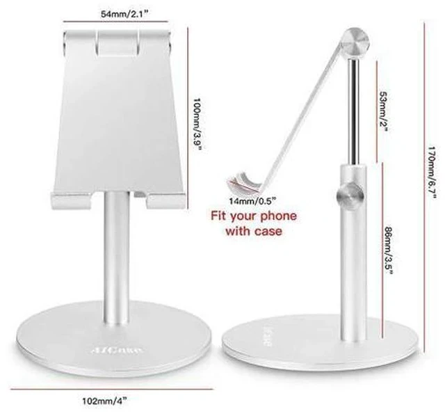 Alt view image 5 of 6 - Adjustable Tablet/Phone Stand, Telescopic Adjustable iPad Stand Holder,Universal Multi Angle Aluminum Stand Compatible with iPhone Smart Cell Phone/Tablet/iPad(4-13 inch), Silver