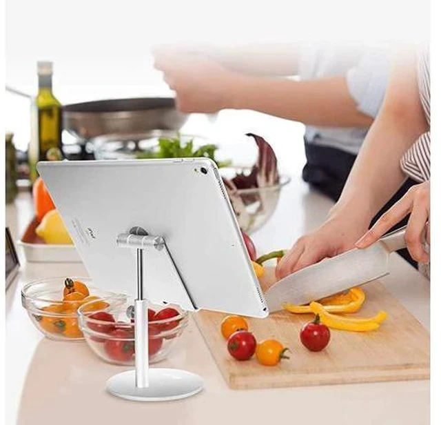 Alt view image 6 of 6 - Adjustable Tablet/Phone Stand, Telescopic Adjustable iPad Stand Holder,Universal Multi Angle Aluminum Stand Compatible with iPhone Smart Cell Phone/Tablet/iPad(4-13 inch), Silver