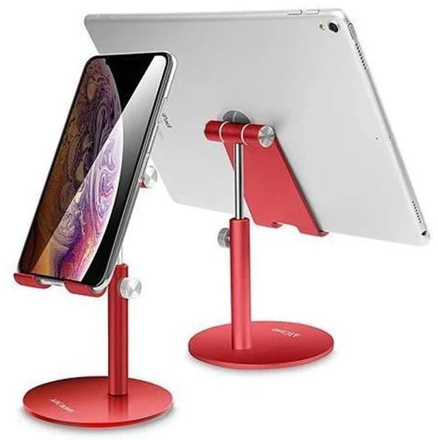 Main image of Adjustable Tablet/Phone Stand, Telescopic Adjustable iPad Stand Holder,Universal Multi Angle Aluminum Stand Compatible with iPhone Smart Cell Phone/Tablet/iPad(4-13 inch), Red