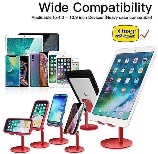 Alt view image 2 of 6 - Adjustable Tablet/Phone Stand, Telescopic Adjustable iPad Stand Holder,Universal Multi Angle Aluminum Stand Compatible with iPhone Smart Cell Phone/Tablet/iPad(4-13 inch), Red