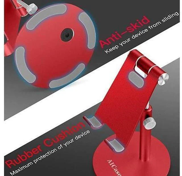 Alt view image 3 of 6 - Adjustable Tablet/Phone Stand, Telescopic Adjustable iPad Stand Holder,Universal Multi Angle Aluminum Stand Compatible with iPhone Smart Cell Phone/Tablet/iPad(4-13 inch), Red