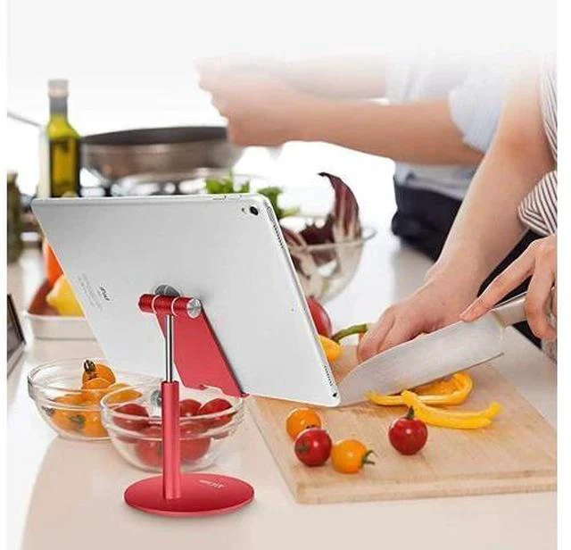 Alt view image 6 of 6 - Adjustable Tablet/Phone Stand, Telescopic Adjustable iPad Stand Holder,Universal Multi Angle Aluminum Stand Compatible with iPhone Smart Cell Phone/Tablet/iPad(4-13 inch), Red