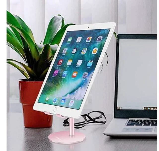 Alt view image 2 of 6 - Adjustable Tablet/Phone Stand, Telescopic Adjustable iPad Stand Holder,Universal Multi Angle Aluminum Stand Compatible with Smart Cell Phone/Tablet/iPad(4-13 inch), Rose Gold