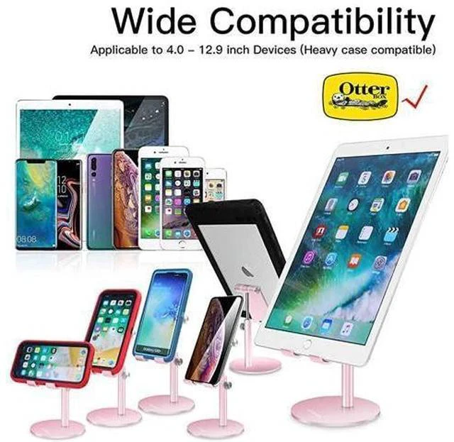 Alt view image 3 of 6 - Adjustable Tablet/Phone Stand, Telescopic Adjustable iPad Stand Holder,Universal Multi Angle Aluminum Stand Compatible with Smart Cell Phone/Tablet/iPad(4-13 inch), Rose Gold