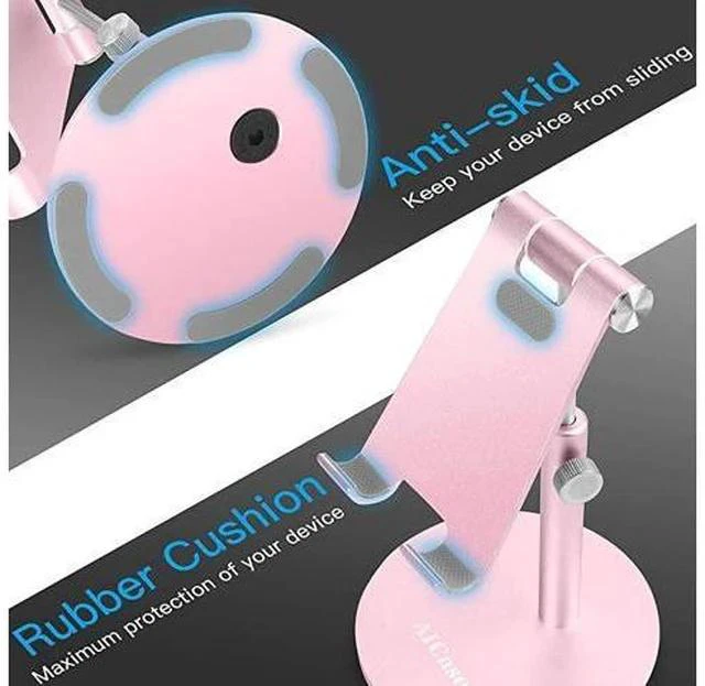 Alt view image 5 of 6 - Adjustable Tablet/Phone Stand, Telescopic Adjustable iPad Stand Holder,Universal Multi Angle Aluminum Stand Compatible with Smart Cell Phone/Tablet/iPad(4-13 inch), Rose Gold