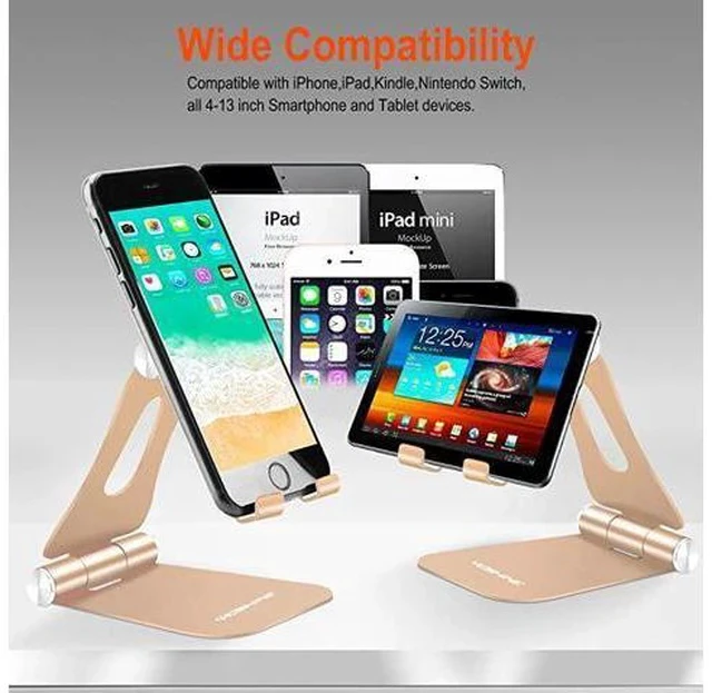 Alt view image 7 of 7 - Adjustable Tablet Stand Holders, Cell Phone Stands, Phone Desk Holder, iPhone Stand, iPad Stand, Aluminum Stands Cradle Dock for Switch, Fit All Smartphones and Tablets - Black