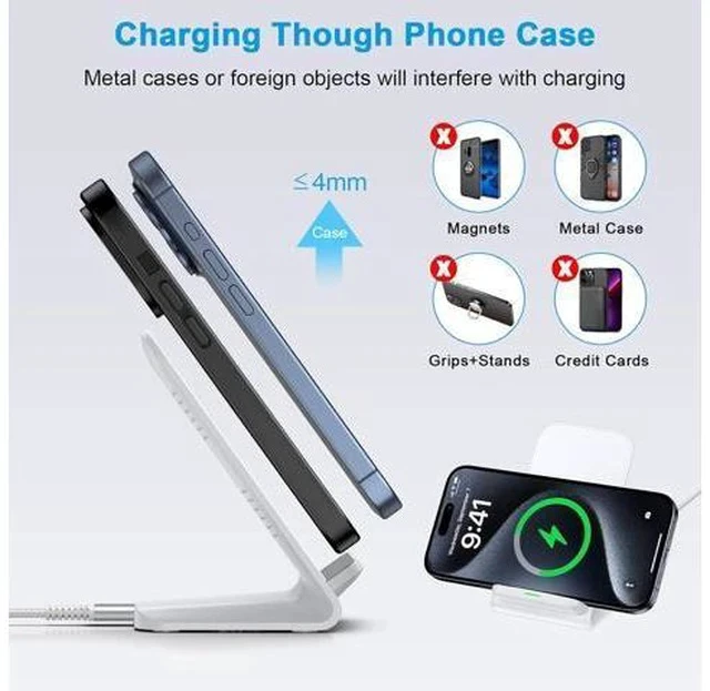 Alt view image 5 of 7 - Pixel Fast Wireless Charger 15W Wireless Charging Stand for Google Pixel 10 Pro XL Fold 9a 9 Pro XL 8a 8 Pro 7a 7 Pro 6 Pro Android Phone Wireless Charger Stand for Galaxy S25 Ultra S24 S23