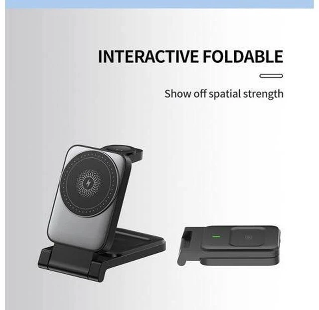 Alt view image 5 of 7 - 3-in-1 Magnetic Wireless Smart Watch Charger for Compatible 15W 10W Fast Charger Portable Travel Charging Stand Dock iPhone