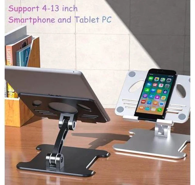 Alt view image 4 of 5 - Aluminum Desktop Tablet Stand Dual Axis Design Height/Angle Adjustable Smartphone Holder Tablets Drawing Stand for iPhone iPad