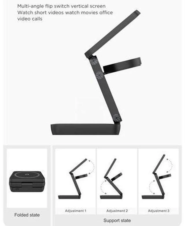 Alt view image 3 of 3 - Portable Foldable Multi-Functional 3 in 1 Magnetic Wireless Charger Dock 15W Fast Charging Stand for iPhone iWatch AirPods