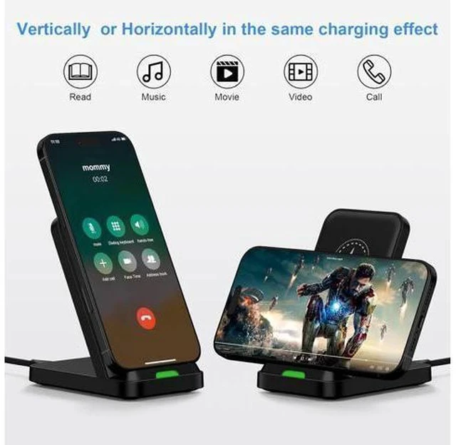 Alt view image 4 of 7 - Wireless Charger Fast Charging Stand for Galaxy S25 FE/S25Ultra/S24 Plus/S23+/S22/S21/S20/S10 Wireless Phone Charger Android Desk Charging Station for Google Pixel 10 Pro XL with 18W Adapter