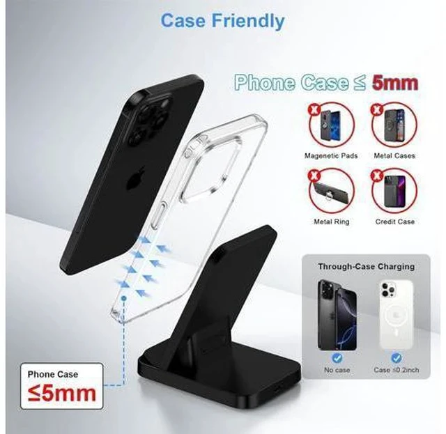 Alt view image 5 of 7 - Wireless Charger Fast Charging Stand for Galaxy S25 FE/S25Ultra/S24 Plus/S23+/S22/S21/S20/S10 Wireless Phone Charger Android Desk Charging Station for Google Pixel 10 Pro XL with 18W Adapter