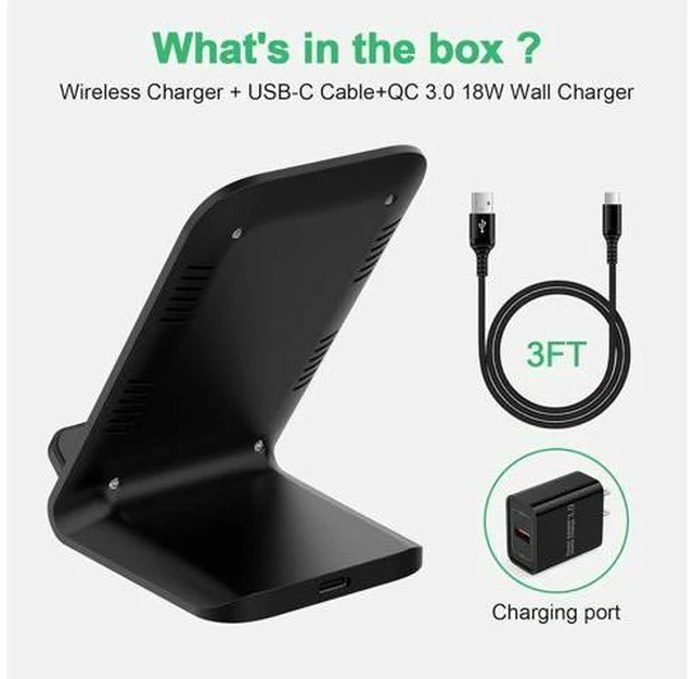Alt view image 5 of 7 - Wireless Charger Fast Charging Stand Wireless Android Desk Phone Charger Pad 15W for Galaxy S24 S25 Ultra Plus S24FE S23FE S22 S21 Pixel 9 Pro iPhone 16/15 Pro Max with 18W Adapter