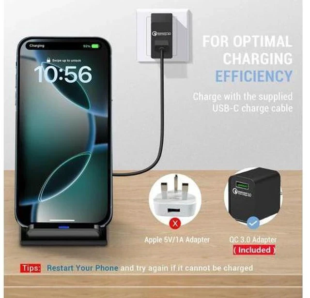 Alt view image 4 of 7 - 20W Fast Wireless Charger Wireless Charging Stand Compatible with iPhone 17 16 Pro 15 Pro 15 14 13 12 11 Series/X/XS Phone Charger for Galaxy S25/S24/S23/Note 20 Pixel 8/7 Pro/LG G8 etc