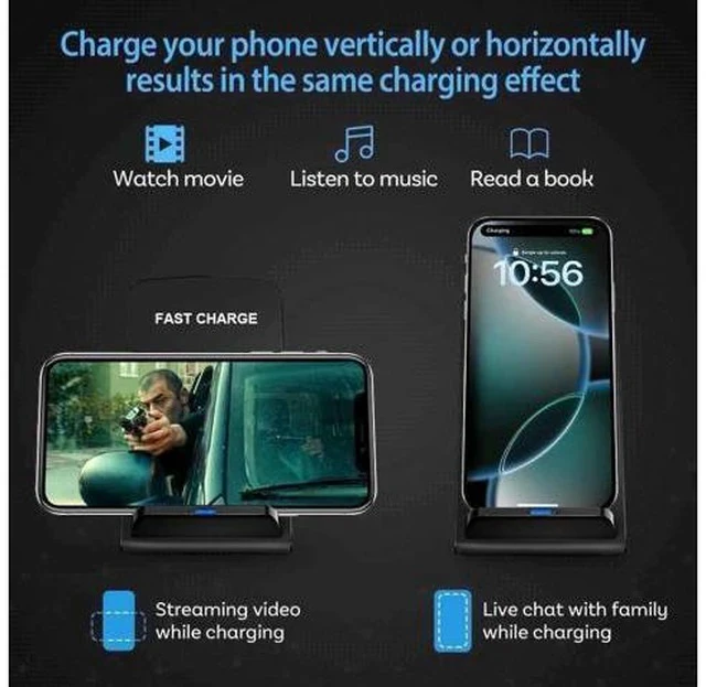 Alt view image 5 of 7 - 20W Fast Wireless Charger Wireless Charging Stand Compatible with iPhone 17 16 Pro 15 Pro 15 14 13 12 11 Series/X/XS Phone Charger for Galaxy S25/S24/S23/Note 20 Pixel 8/7 Pro/LG G8 etc
