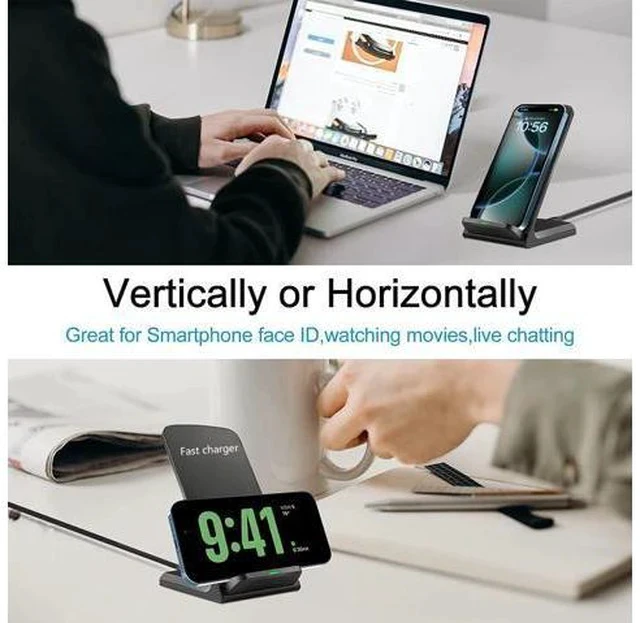 Alt view image 2 of 7 - 20W Fast Wireless Charger Wireless Charging Stand Compatible with iPhone 17 16 Pro 15 Pro 15 14 13 12 11 Series/X/XS Phone Charger for Galaxy S25/S24/S23/Note 20 Pixel 8/7 Pro/LG G8 etc