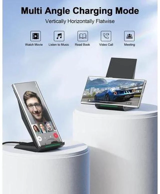 Alt view image 5 of 7 - Fast Wireless Charger with USB Phone Charger Qi Certified Charging Stand with 20W PD Adapter for iPhone 17/17 Pro/17 Pro Max/16/16 Plus/15/14/13/12 10W for Galaxy S25/S24/S23/S22/S21