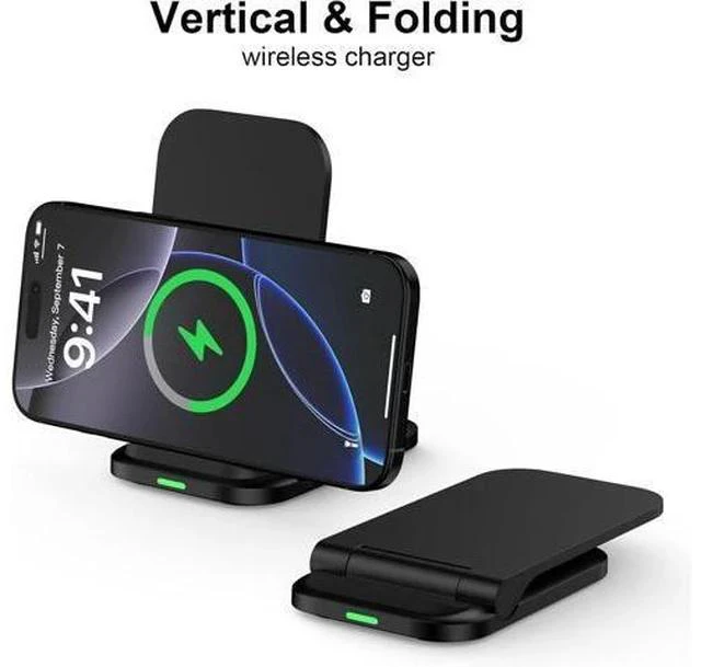 Alt view image 2 of 7 - Wireless Fast Charger Stand Foldable Wireless Charger Fast Charging Station Android Phone Charger Stand for Galaxy S25 Edge S25 Ultra S25 S24 S23 S22 S21 iPhone 16e 16 Pro Max 15 14 13
