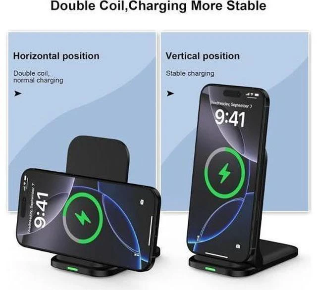 Alt view image 4 of 7 - Wireless Fast Charger Stand Foldable Wireless Charger Fast Charging Station Android Phone Charger Stand for Galaxy S25 Edge S25 Ultra S25 S24 S23 S22 S21 iPhone 16e 16 Pro Max 15 14 13