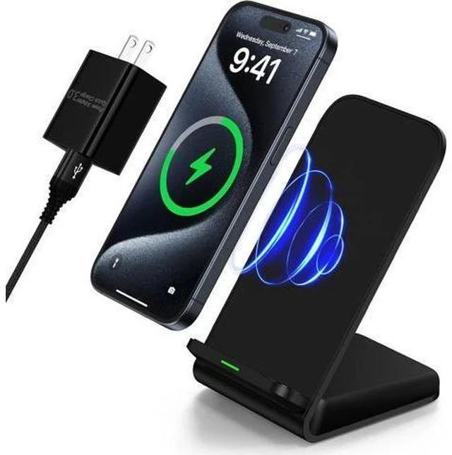 Main image of Wireless Charger Fast Charging Stand Desk Phone Charger Stand Android Charging Station for Galaxy S24 Ultra S24+ S24 S23 FE S22 S21 S20 S10 S9 S8 iPhone 15 Pro Max Plus 14 with Adapter