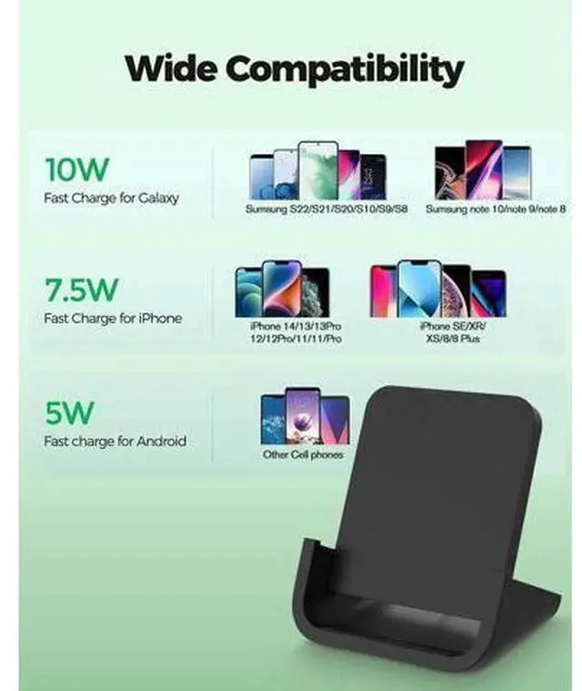 Alt view image 3 of 7 - Wireless Charger YUWISS Wireless Charging Stand Cordless Charger 10/7.5/5W Compatible with iPhone 14 13 12/12 /11Pro Max/XR/XS Max/XS/X/8/8Plus Galaxy S22/S21/S9/S9+/S8/S8+ Note