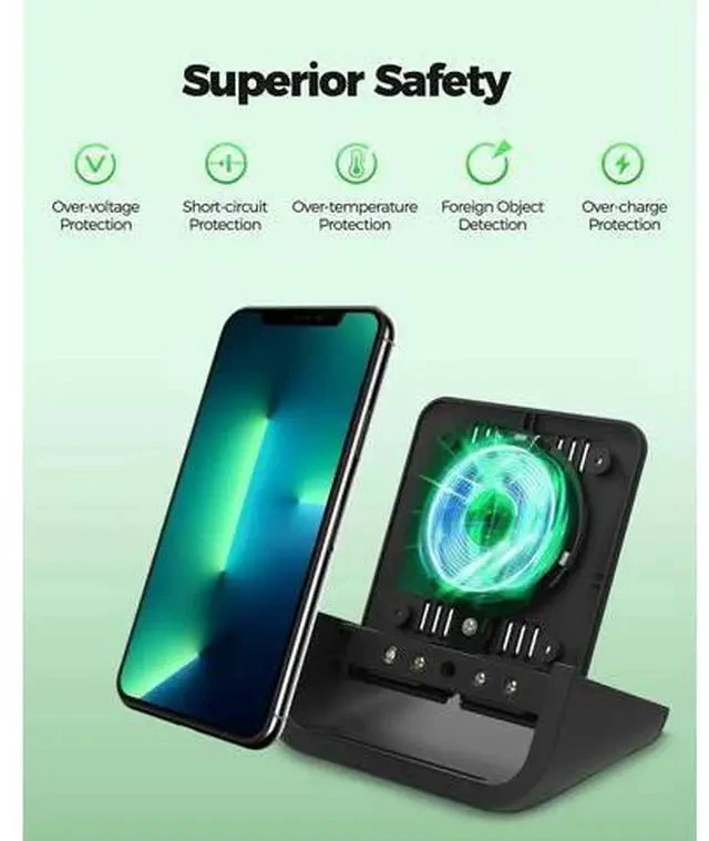 Alt view image 6 of 7 - Wireless Charger YUWISS Wireless Charging Stand Cordless Charger 10/7.5/5W Compatible with iPhone 14 13 12/12 /11Pro Max/XR/XS Max/XS/X/8/8Plus Galaxy S22/S21/S9/S9+/S8/S8+ Note