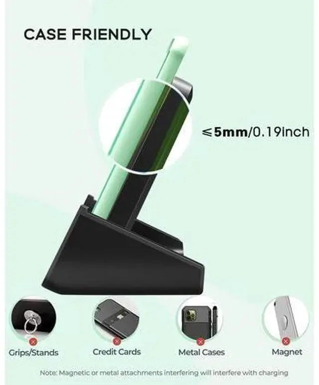 Alt view image 5 of 7 - Wireless Charger YUWISS Wireless Charging Stand Cordless Charger 10/7.5/5W Compatible with iPhone 14 13 12/12 /11Pro Max/XR/XS Max/XS/X/8/8Plus Galaxy S22/S21/S9/S9+/S8/S8+ Note