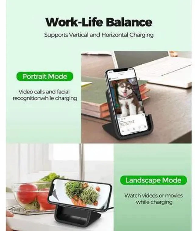 Alt view image 4 of 7 - Wireless Charger YUWISS Wireless Charging Stand Cordless Charger 10/7.5/5W Compatible with iPhone 14 13 12/12 /11Pro Max/XR/XS Max/XS/X/8/8Plus Galaxy S22/S21/S9/S9+/S8/S8+ Note