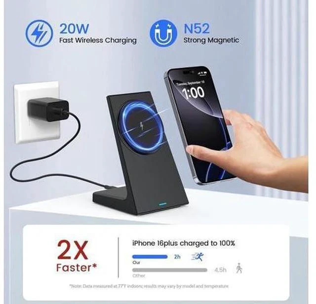 Alt view image 2 of 7 - for MagSafe Charger Stand 20W Fast Magnetic Wireless Charging Station with 25W PD AdapterStickable Desk Wireless Charger for iPhone 17/16/15/14/13/12 Pro/Pro Max Series