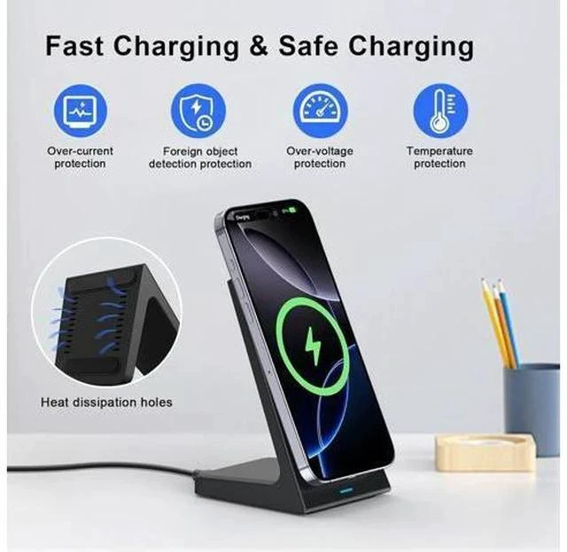Alt view image 3 of 7 - for MagSafe Charger Stand 20W Fast Magnetic Wireless Charging Station with 25W PD AdapterStickable Desk Wireless Charger for iPhone 17/16/15/14/13/12 Pro/Pro Max Series