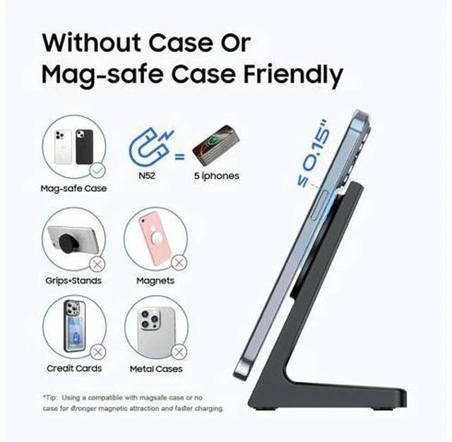 Alt view image 4 of 7 - for MagSafe Charger Stand 20W Fast Magnetic Wireless Charging Station with 25W PD AdapterStickable Desk Wireless Charger for iPhone 17/16/15/14/13/12 Pro/Pro Max Series