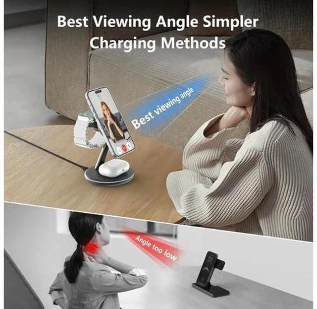 Alt view image 6 of 7 - 2025 3 in 1 Charging Station for iPhone AirPods Watch with Mag-Safe Charger Wireless Charger Stand for iPhone 17 16 15 14 13 12 Series AirPods iWatch Series - Gifts for Wife & Husband