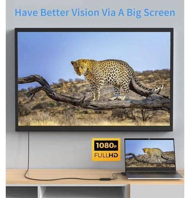 Alt view image 4 of 7 - VGA to HDMI Cable with Audio 1080P HD VGA to HDMI Adapter Cable 6 Feet for Computer/Laptop to HDMI Monitor/TV