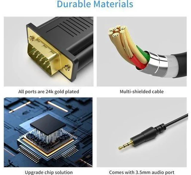 Alt view image 6 of 7 - VGA to HDMI Cable with Audio 1080P HD VGA to HDMI Adapter Cable 6 Feet for Computer/Laptop to HDMI Monitor/TV