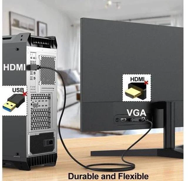 Alt view image 4 of 7 - HDMI to VGA Cable 6 Feet 2-Pack Computer HDMI to VGA Monitor Cord Male to Male for Computer Switch Player Game and Other Devices