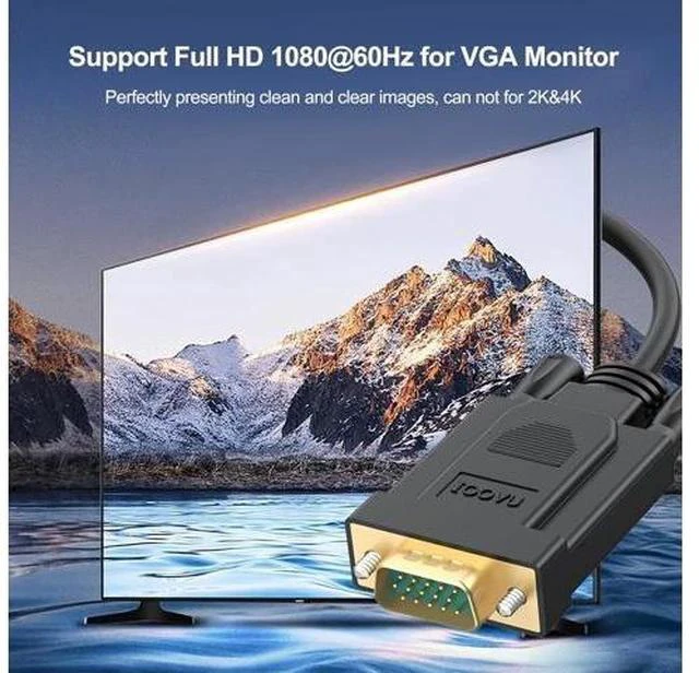 Alt view image 3 of 7 - HDMI to VGA Cable 6 Feet 2-Pack Computer HDMI to VGA Monitor Cord Male to Male for Computer Switch Player Game and Other Devices