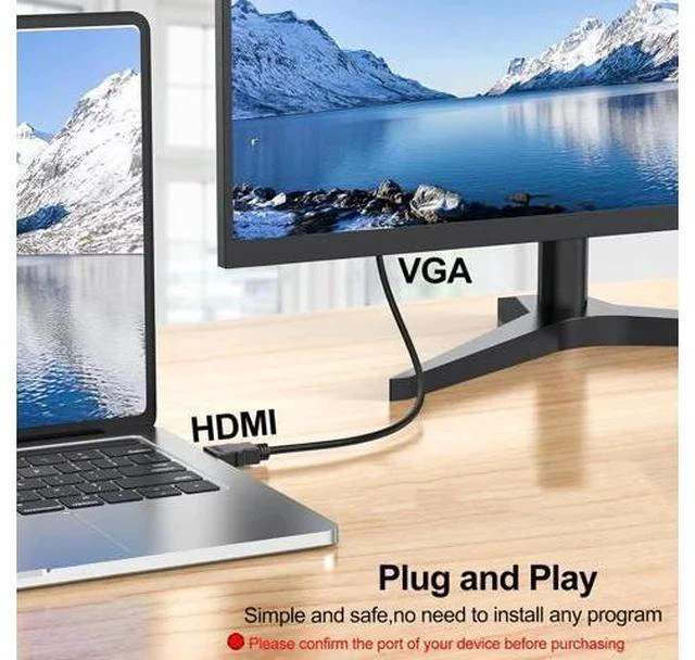 Alt view image 5 of 7 - HDMI to VGA Cable 6 Feet 2-Pack Computer HDMI to VGA Monitor Cord Male to Male for Computer Switch Player Game and Other Devices