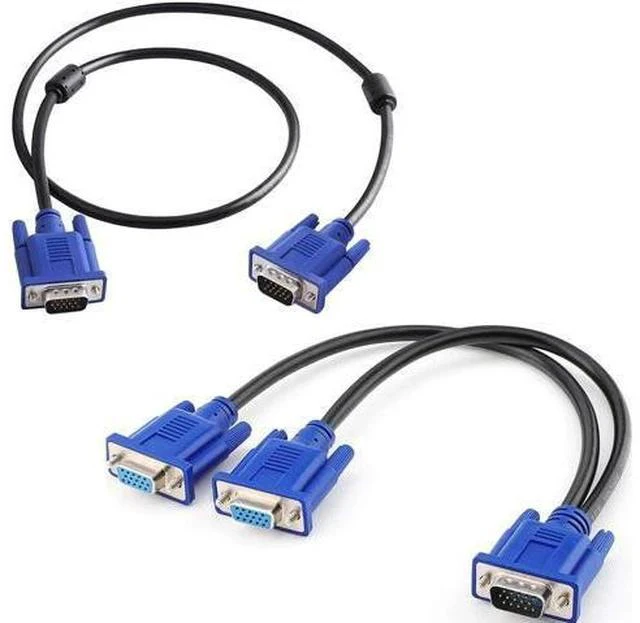 Main image of Pasow VGA to VGA Monitor Cable 3 Feet + VGA Splitter Cable (VGA Y Cable) for Screen Duplication
